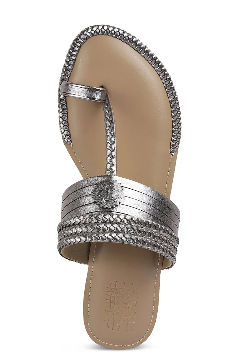 Strip Braid K Flats Light Gold