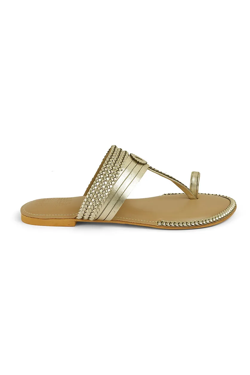 Strip Braid K Flats Light Gold