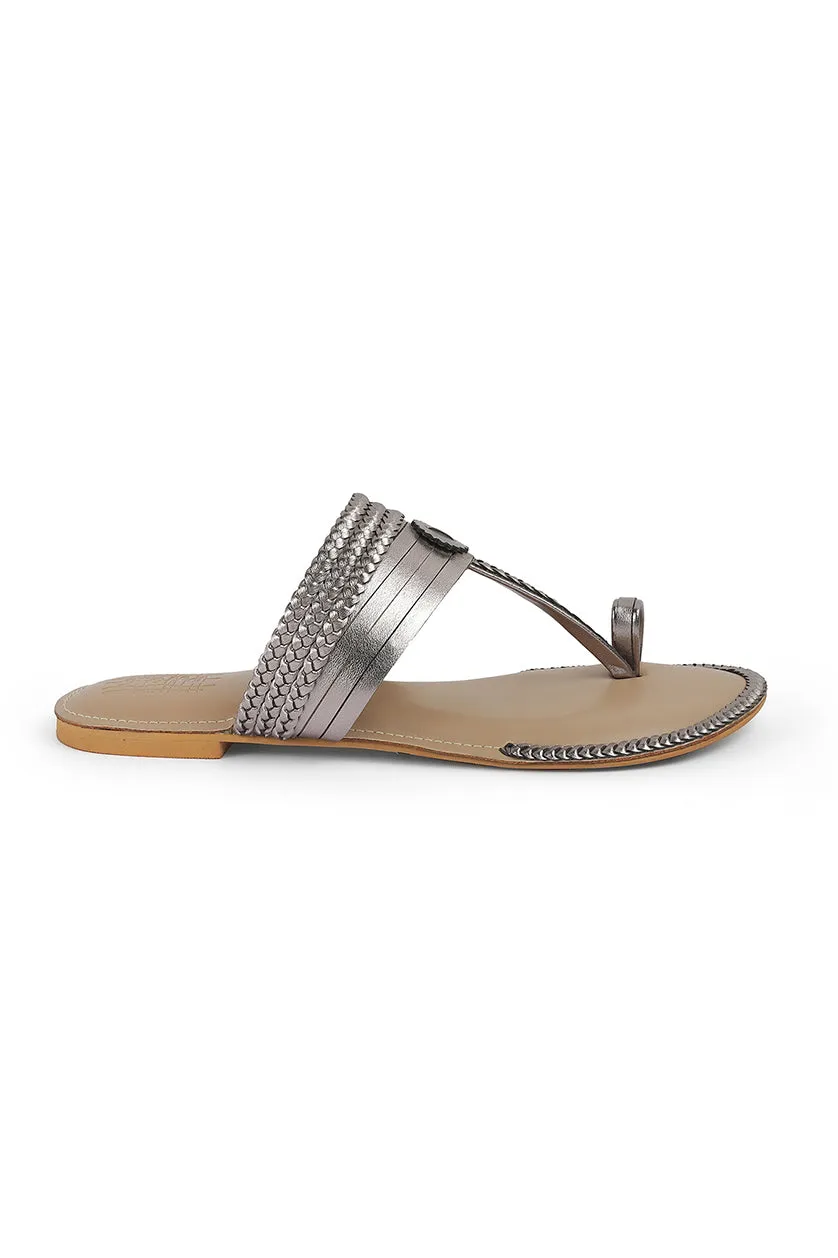 Strip Braid K Flats Light Gold