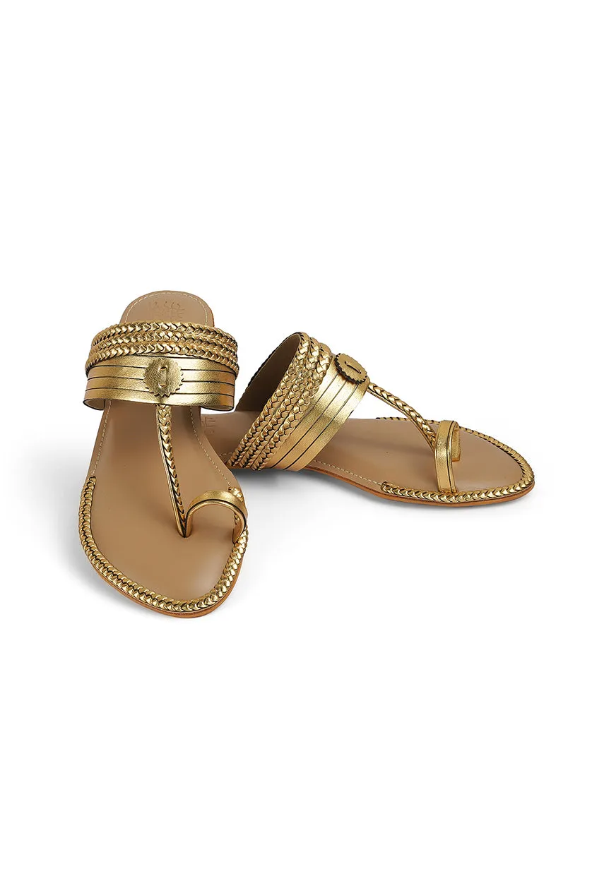 Strip Braid K Flats Light Gold