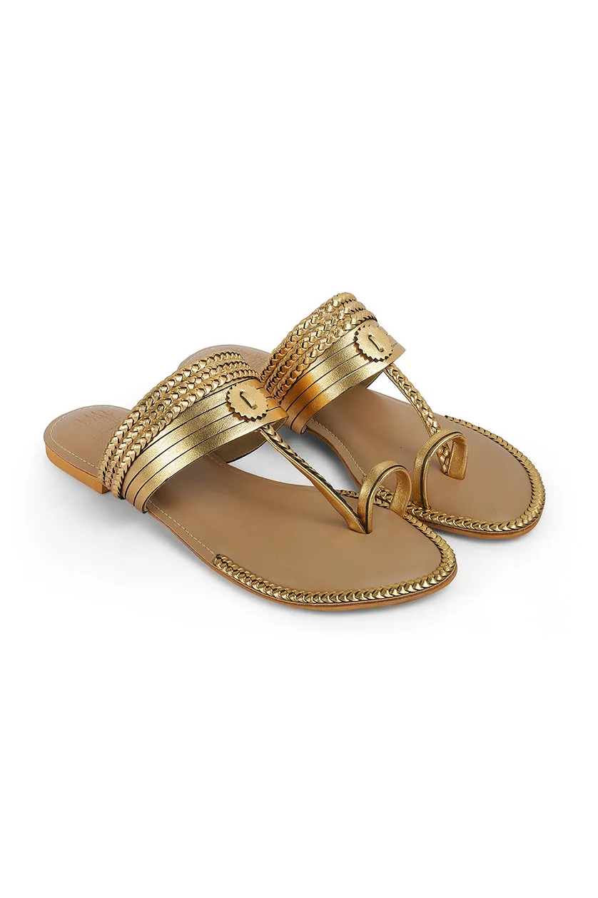 Strip Braid K Flats Light Gold