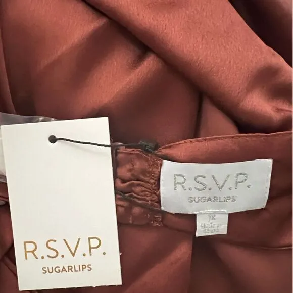 Sugarlips R.S.V.P Plus Open Back Satin Maxi Dress-Size 1X