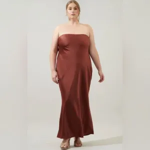 Sugarlips R.S.V.P Plus Open Back Satin Maxi Dress-Size 1X
