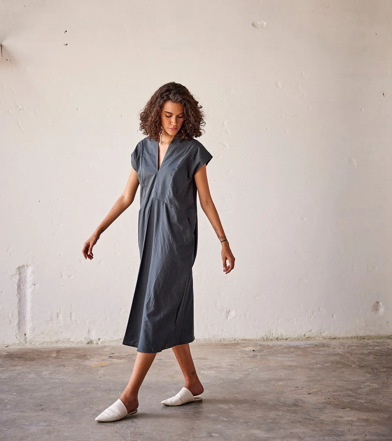 Summer Dress Cotton  Pleat- Green-Fashion Edit Indian Summer-KW813-Khara Kapas