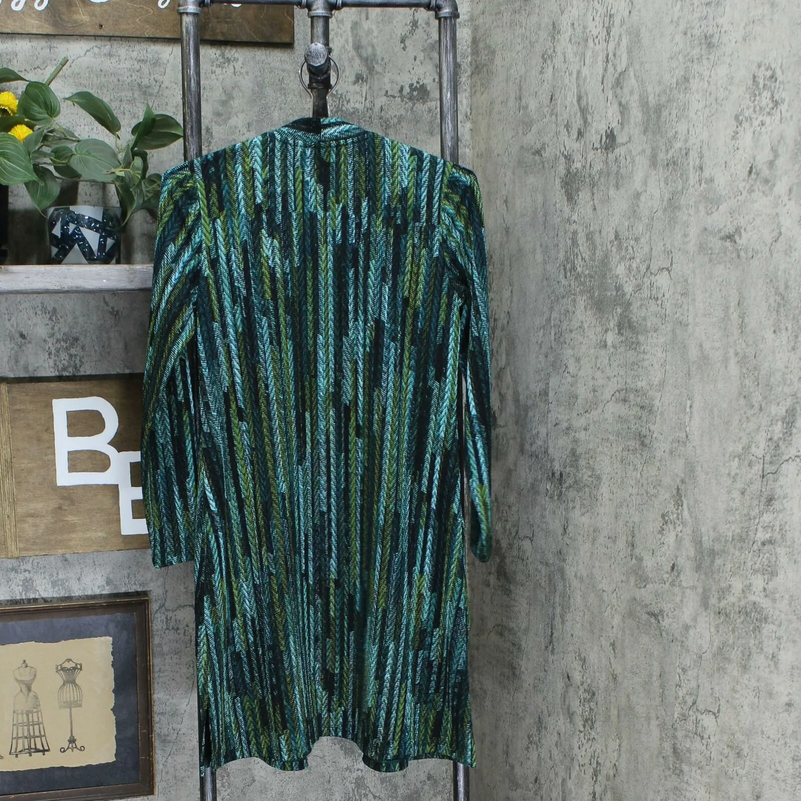 Susan Graver Petite Printed Novelty Knit Duster Cardigan & Tank Top