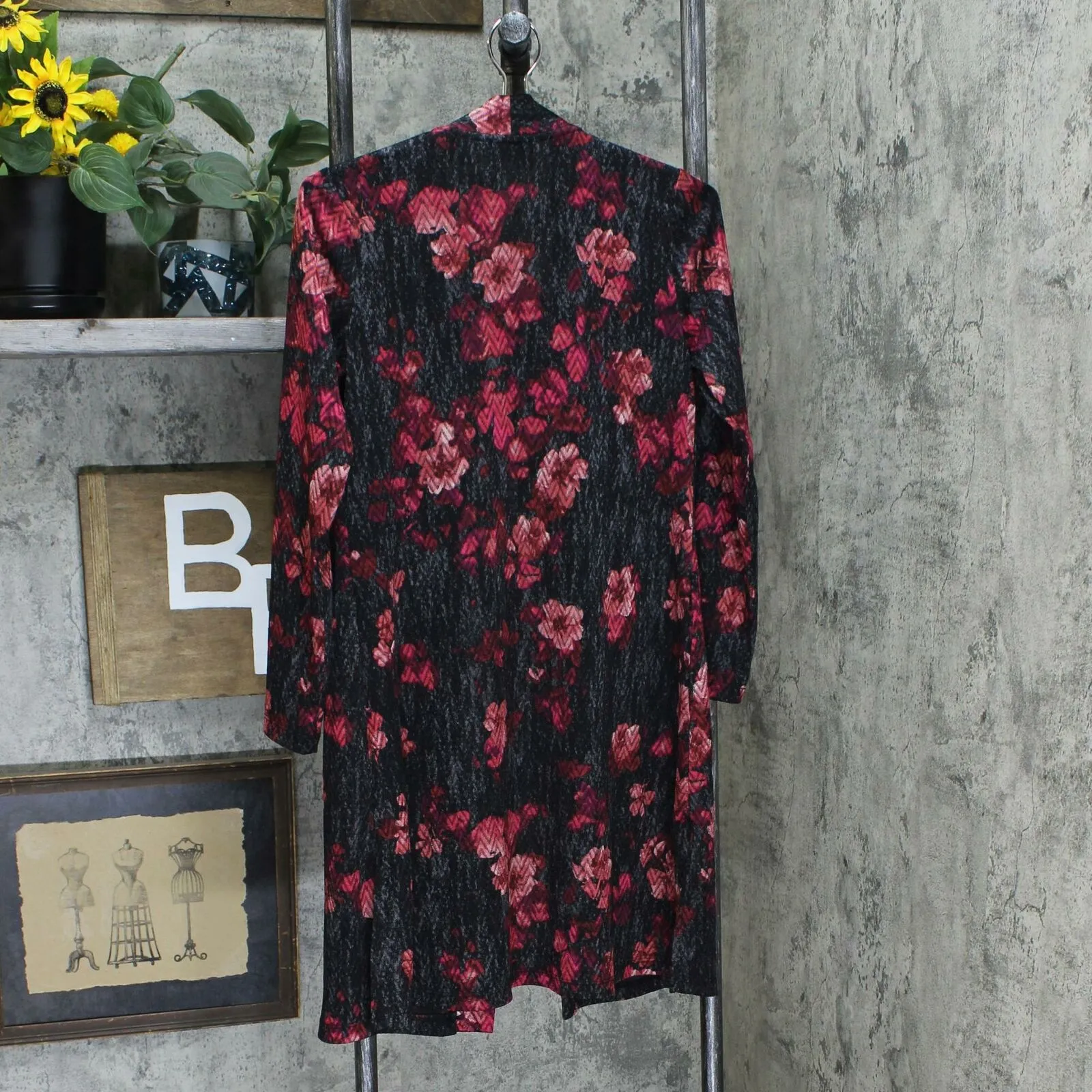 Susan Graver Petite Printed Novelty Knit Duster Cardigan & Tank Top
