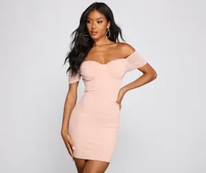 Sweet And Stylish Charming Off-The-Shoulder Mini Dress