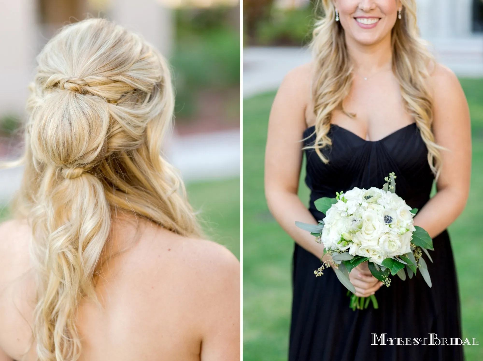 Sweetheart Black Tulle A-line Long Cheap Bridesmaid Dresses, BDS0089