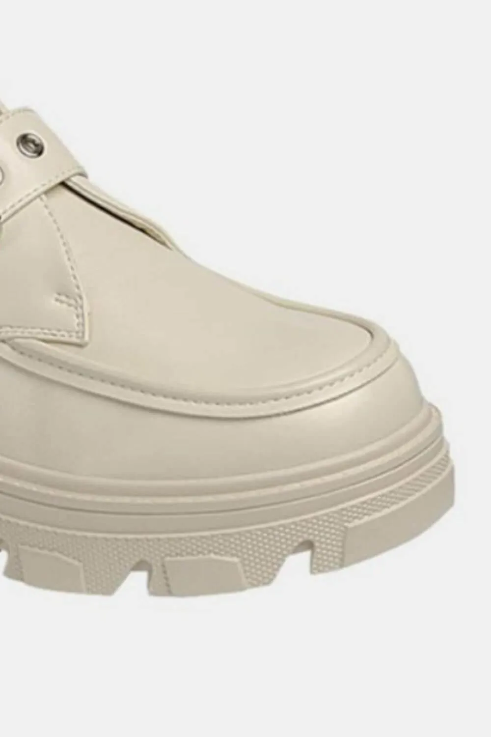 Taupe Buckled Platform Lug Sole Loafers
