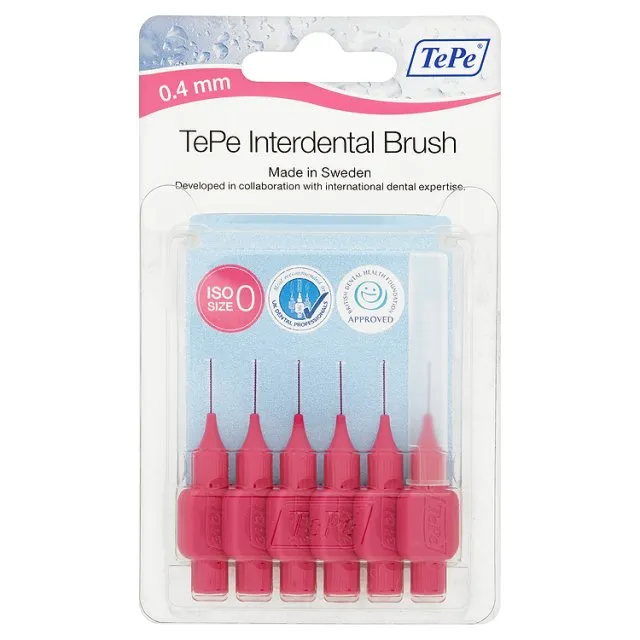 TePe Interdental Brushes PINK (6 x 0.4mm Brushes)
