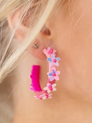 Thread Wrapped Sequin Flower Hoops