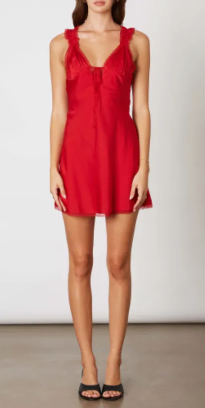 Tie Front Ruffle Straps Mini Dress
