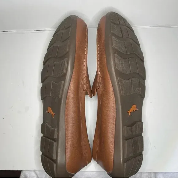 Tommy Bahama Orion Venetian Driving Loafers Mens Sz 12 D Pebbled Leather Brown