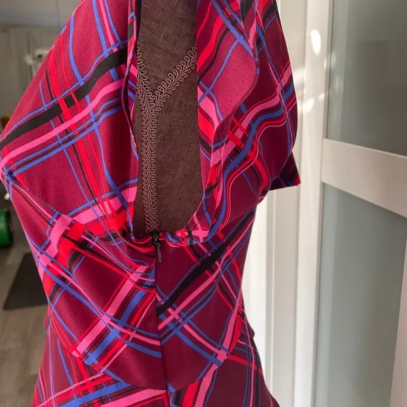 Topshop Plaid Asymmetrical Dress with High Slit- Beautiful fit. Worn once