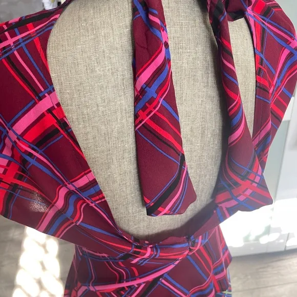 Topshop Plaid Asymmetrical Dress with High Slit- Beautiful fit. Worn once