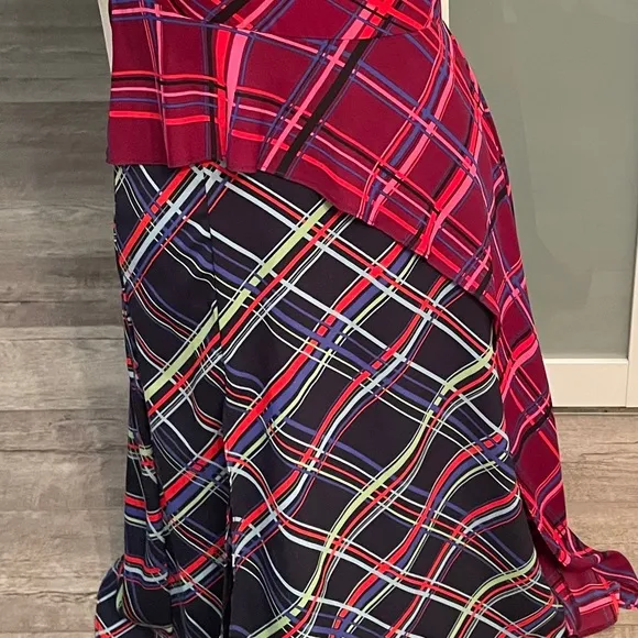 Topshop Plaid Asymmetrical Dress with High Slit- Beautiful fit. Worn once