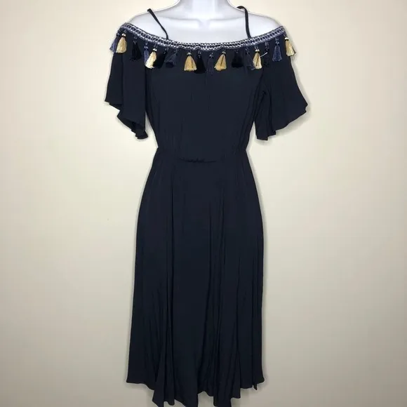 Tularosa Off the Shoulder Fiesta Tassel Midi Dress