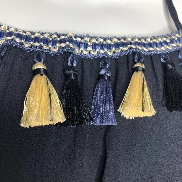 Tularosa Off the Shoulder Fiesta Tassel Midi Dress
