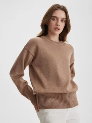 Urban Ease Crew Neck Long Sleeve Ribbed Knit Sweater