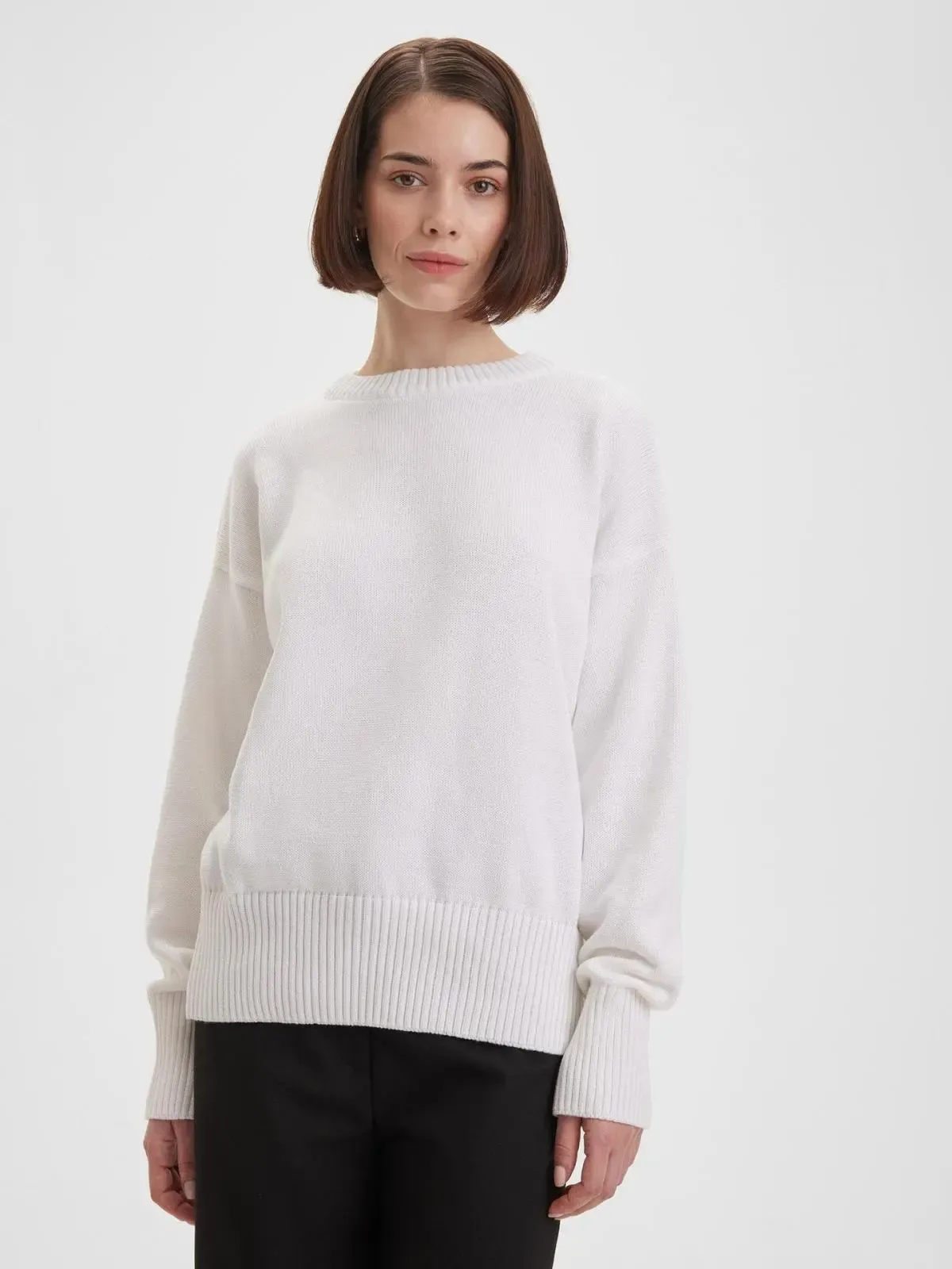 Urban Ease Crew Neck Long Sleeve Ribbed Knit Sweater