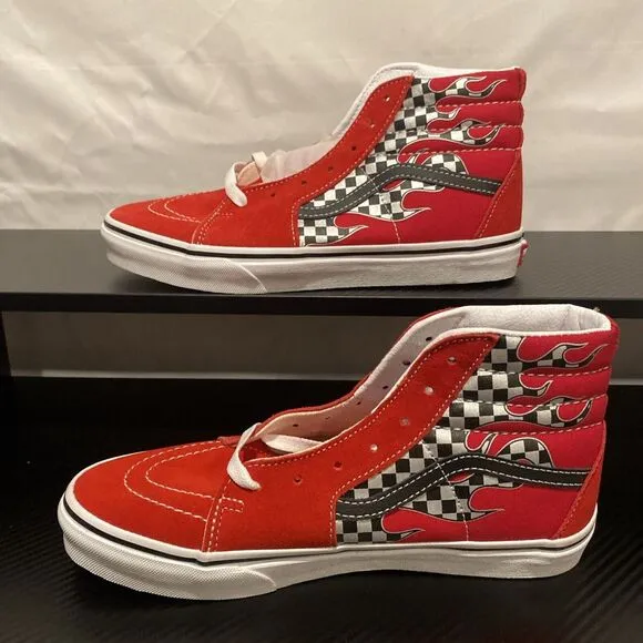 Vans Sk8-Hi Reflect Check Flame Racing Sneaker New Kids 6.5