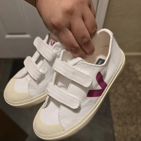 Veja Kids White and Pink Sneakers