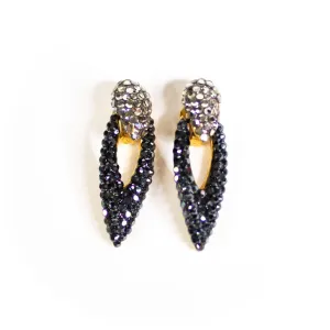 Vintage Smoke Diamante Rhinestone Statement Earrings