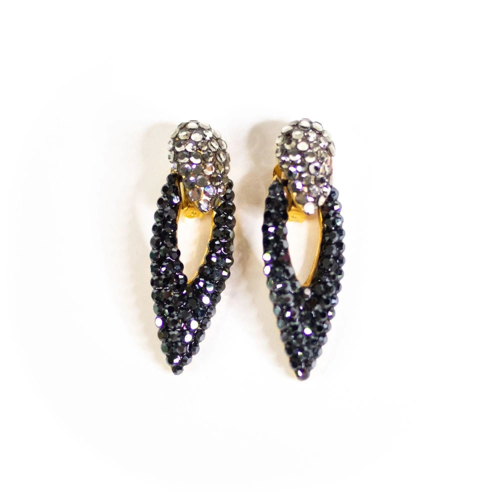 Vintage Smoke Diamante Rhinestone Statement Earrings