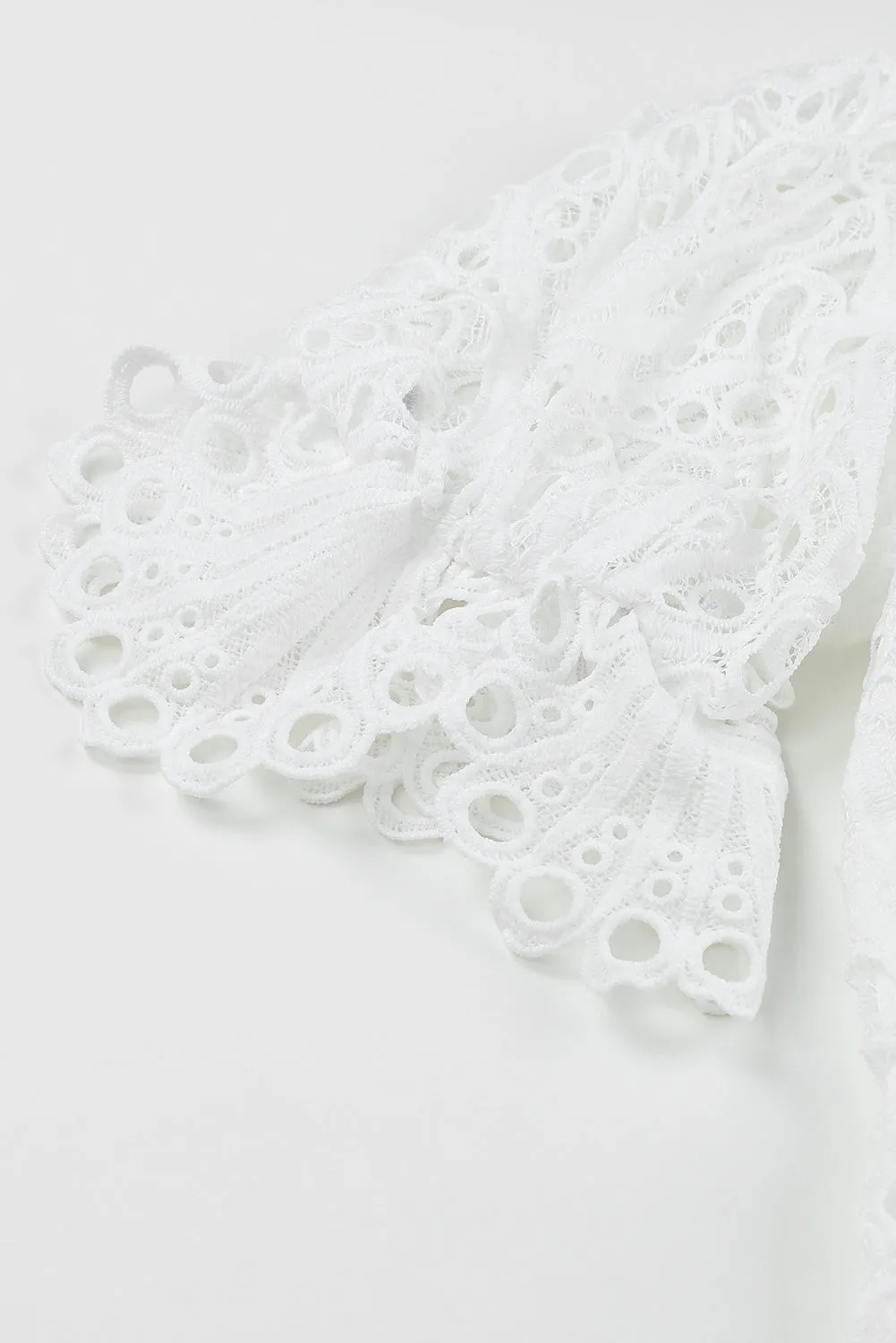 White Puff Sleeve Crochet Lace Mini Dress