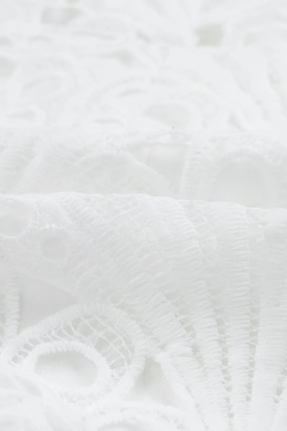 White Puff Sleeve Crochet Lace Mini Dress