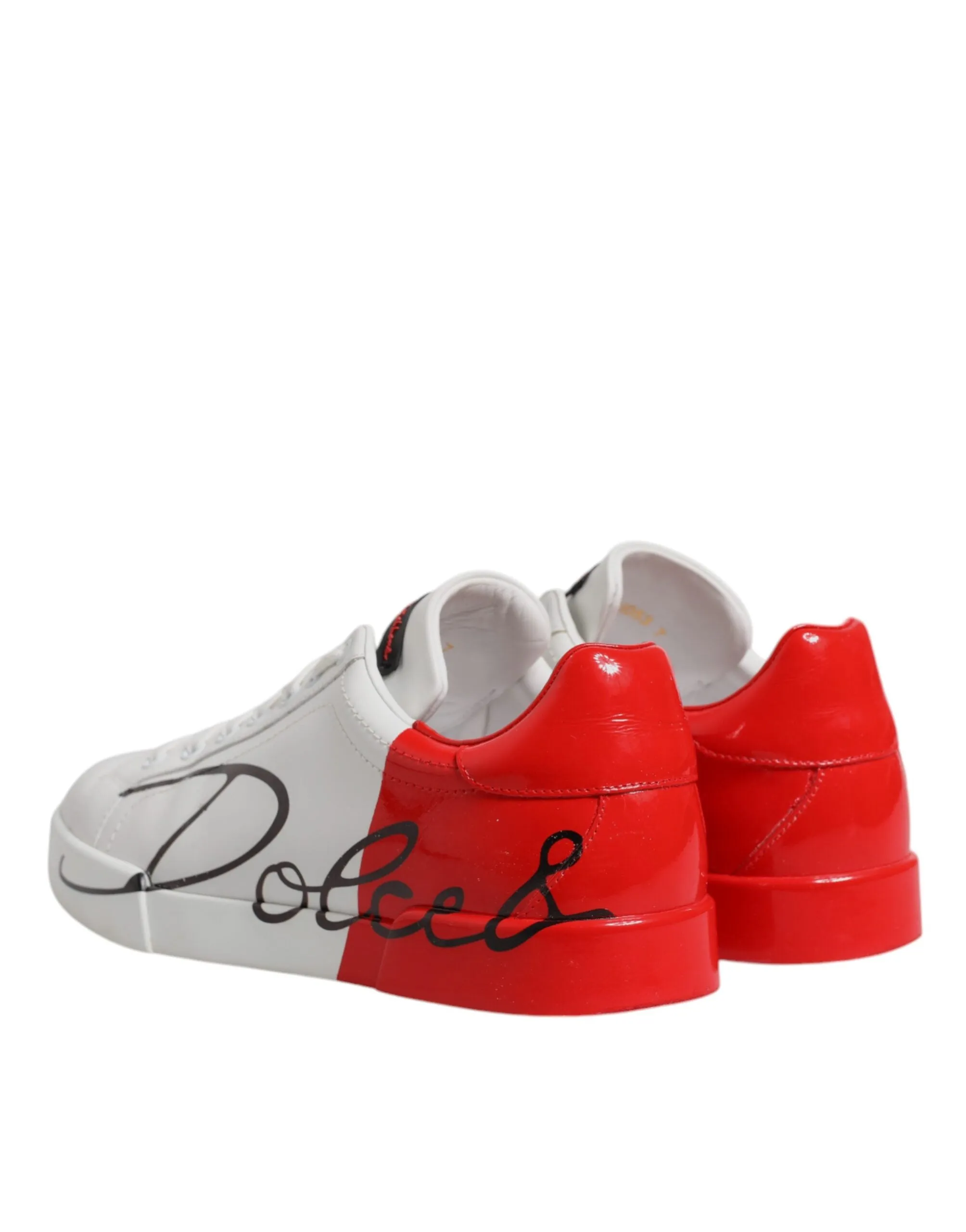 White Red Leather Low Top Men Sneakers Shoes