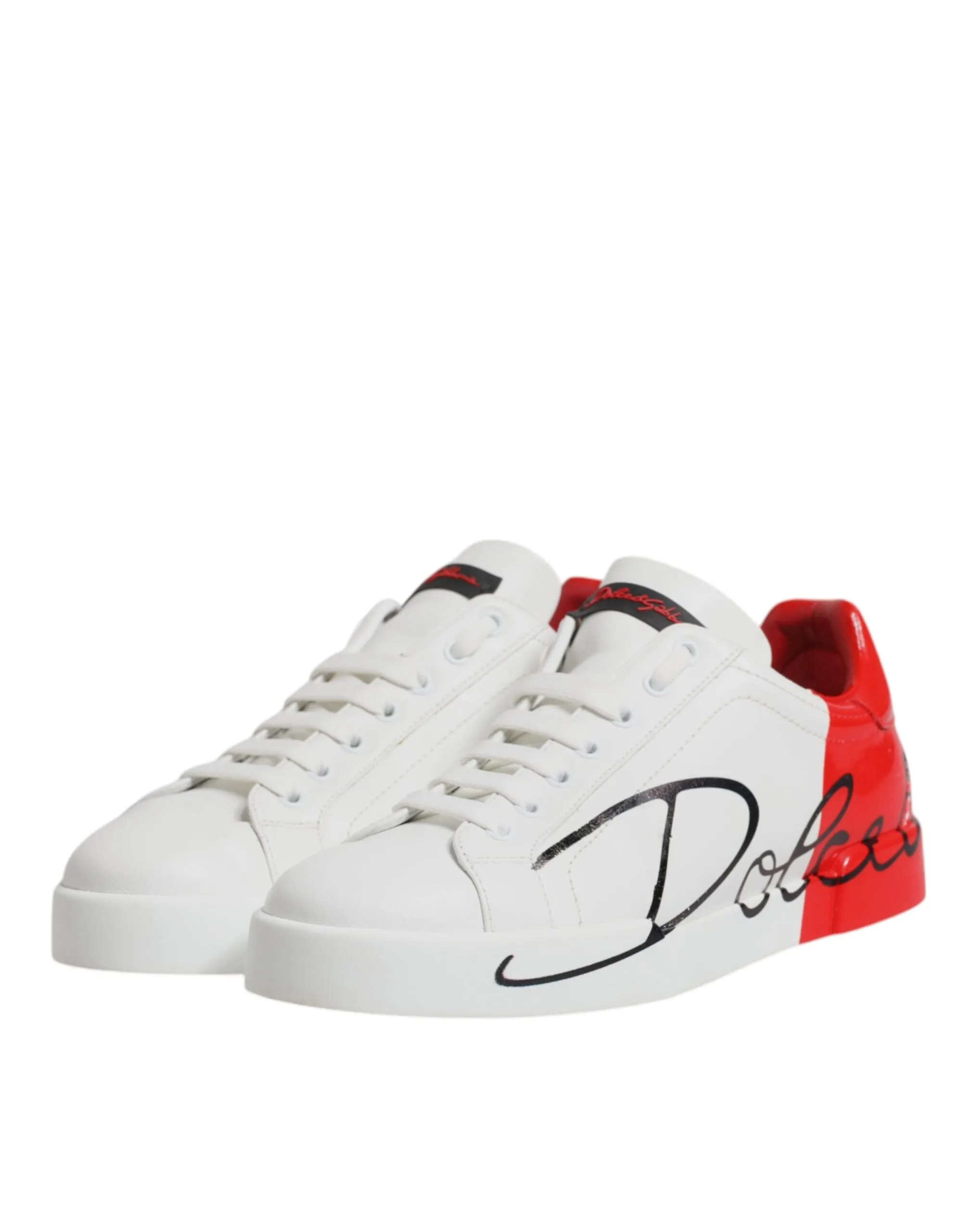 White Red Leather Low Top Men Sneakers Shoes