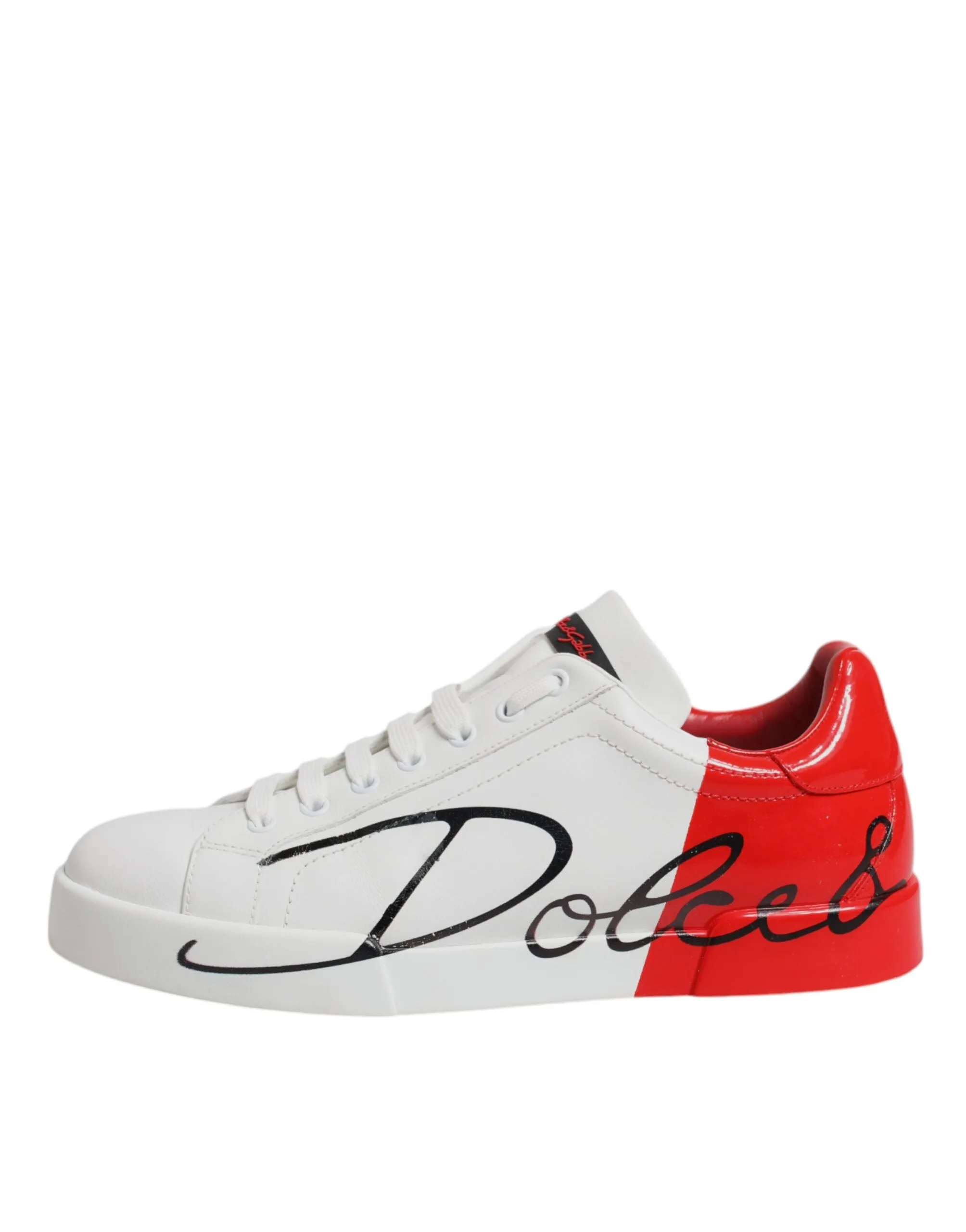 White Red Leather Low Top Men Sneakers Shoes