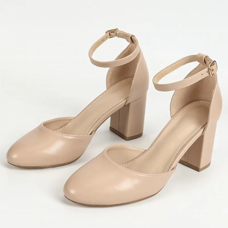 Women Pointed Toe Low Chunky Block Heels
