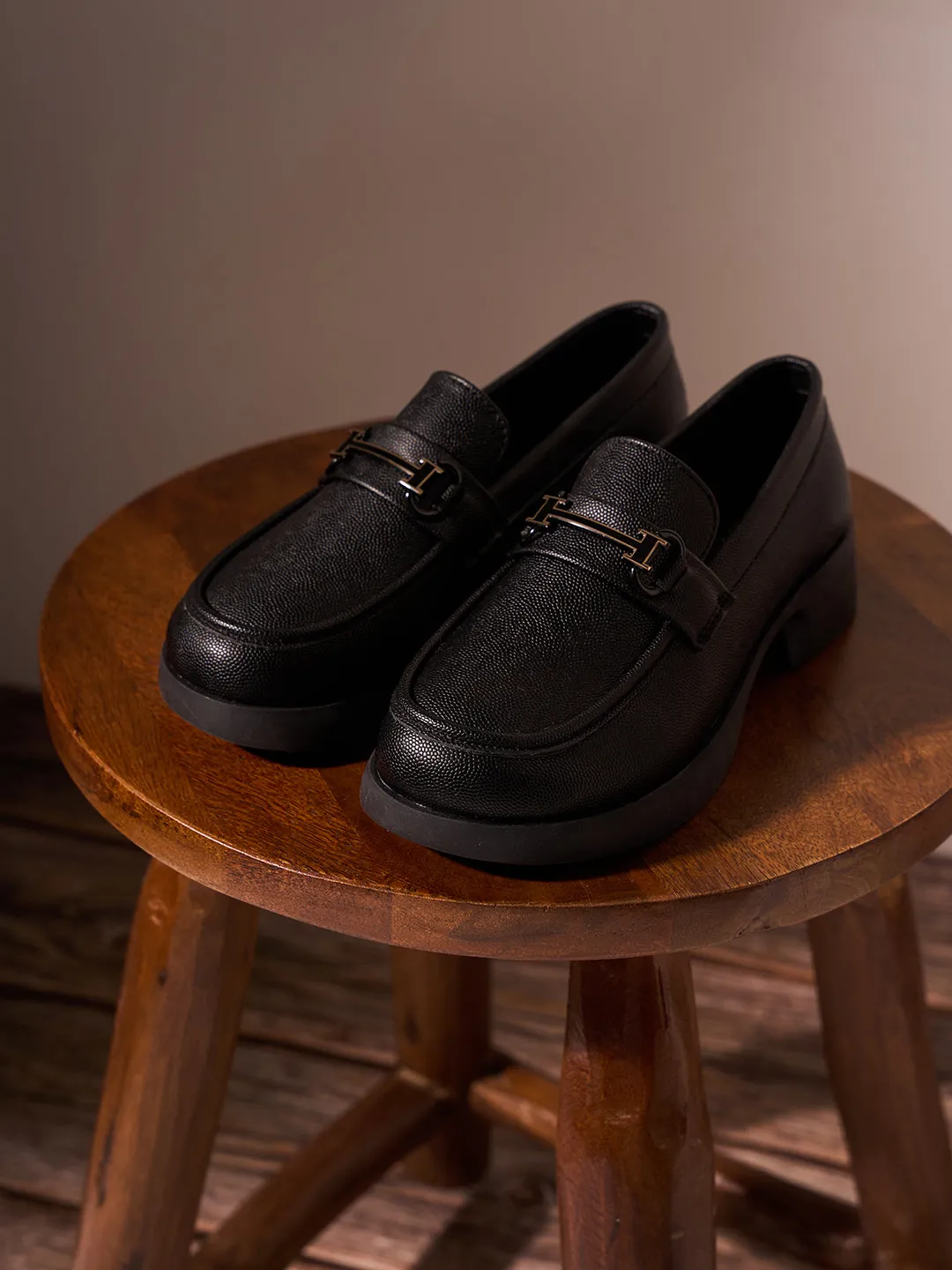 Women's Black Block Heel Slip On (IU2004)