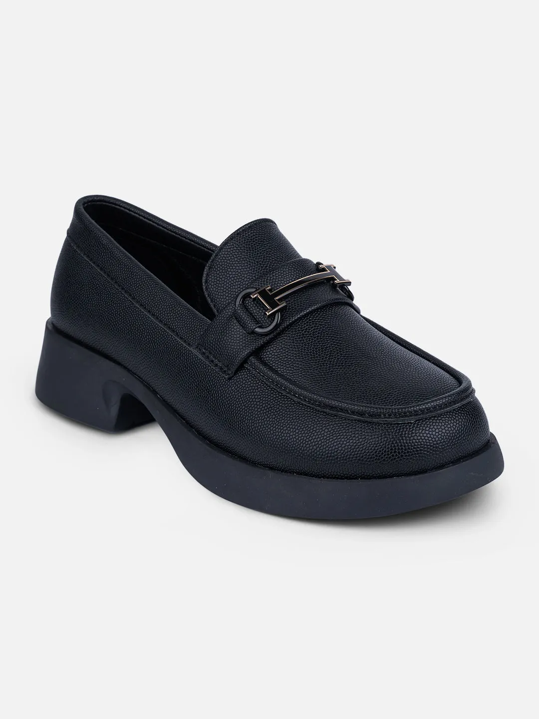 Women's Black Block Heel Slip On (IU2004)