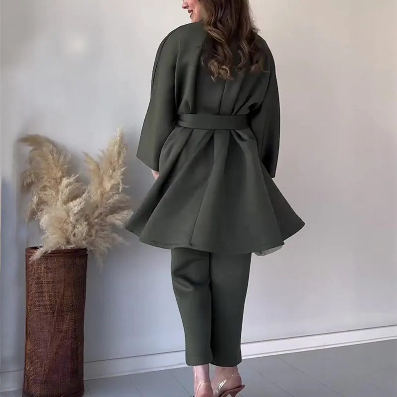 💖Women's Elegant Solid Top & Pants Two-Piece Set