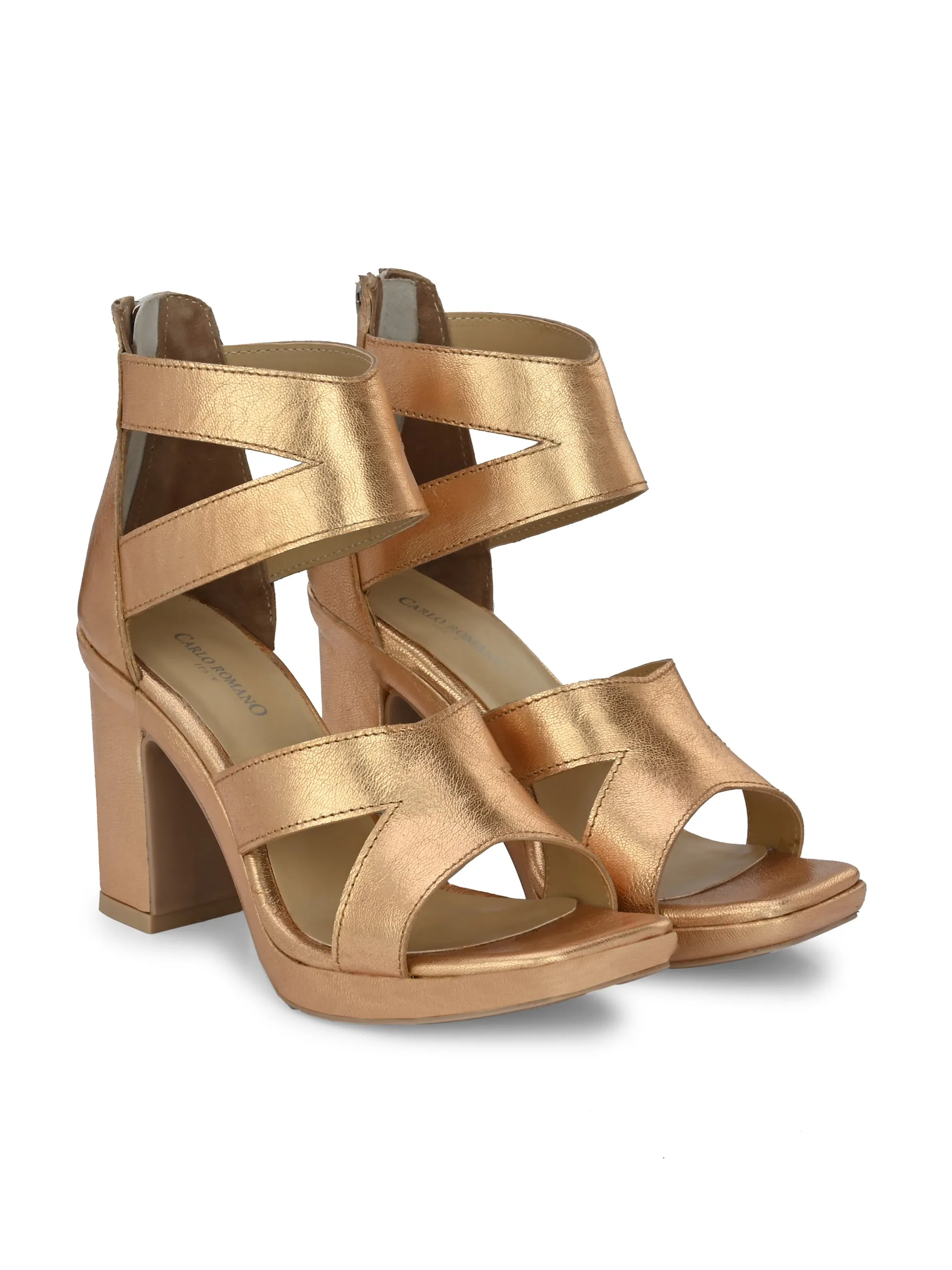 Women's Genuine GOLD Metallic Leather Stylish High Heel Sandal