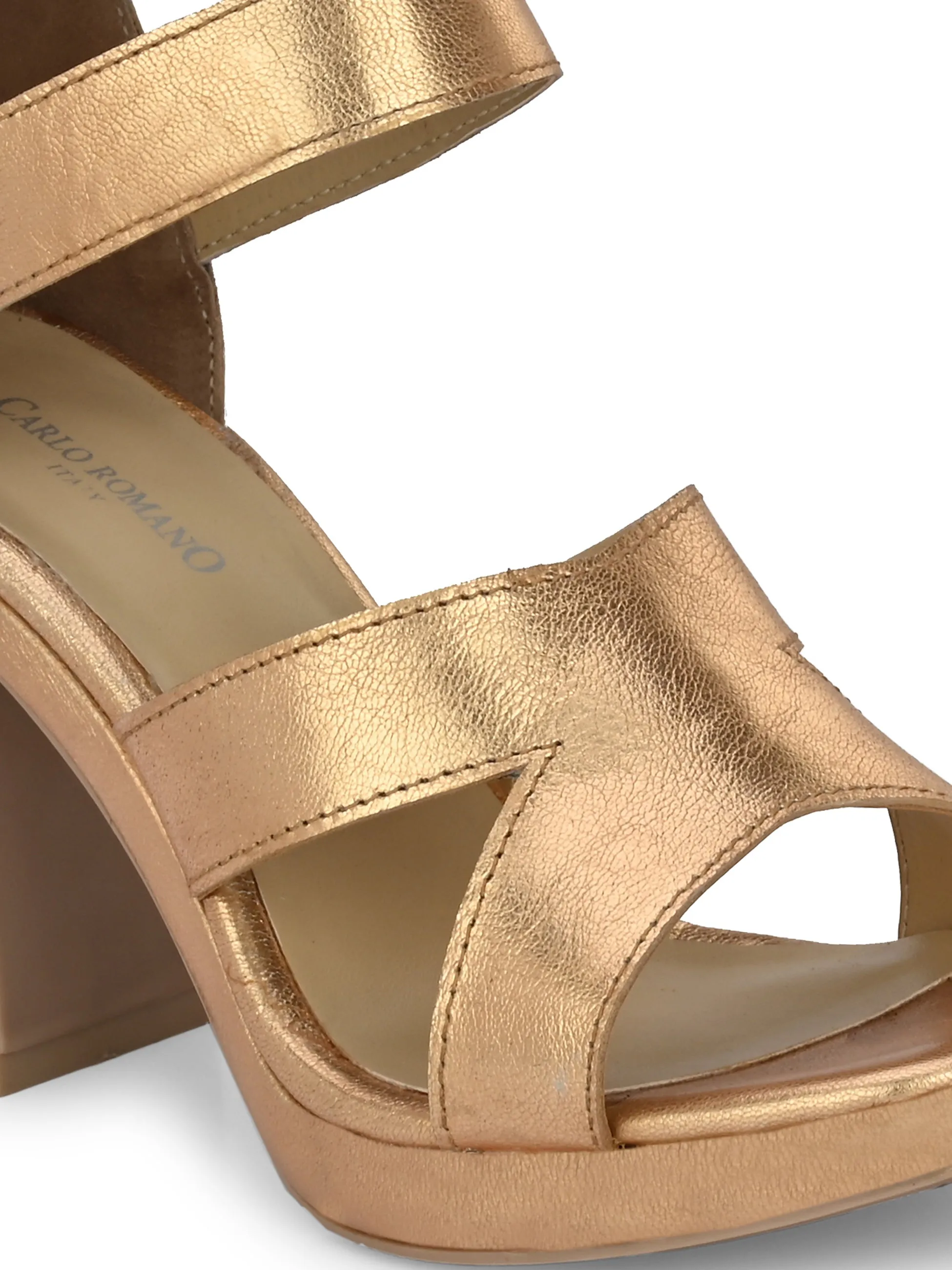 Women's Genuine GOLD Metallic Leather Stylish High Heel Sandal