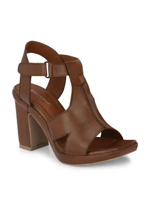 Women's Genuine Sheep Nappa Leather Stylish High Heel Sandal