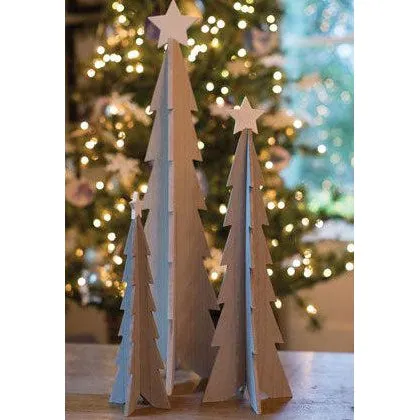 Wooden Tree with White Star, Medium