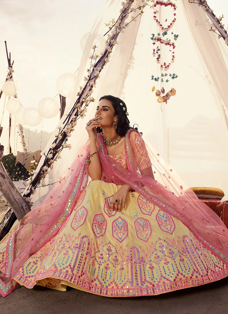 Yellow Embroidered Lehenga Choli