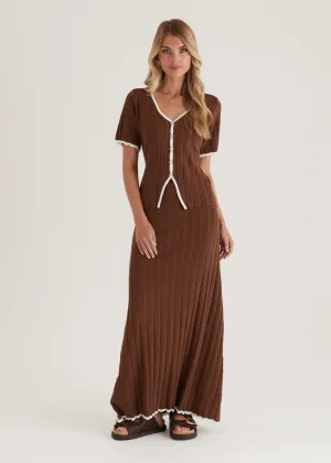 Yulia Knit Maxi Skirt - Chocolate