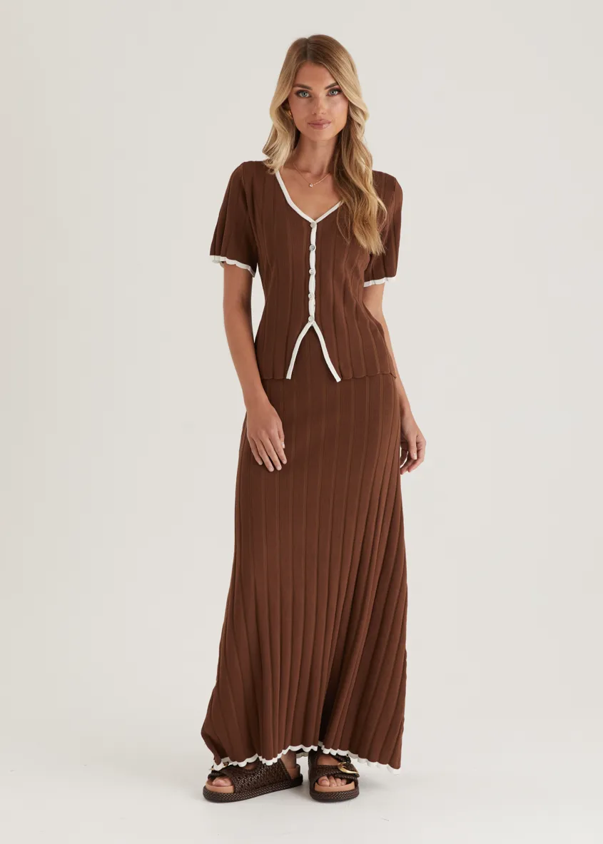 Yulia Knit Maxi Skirt - Chocolate