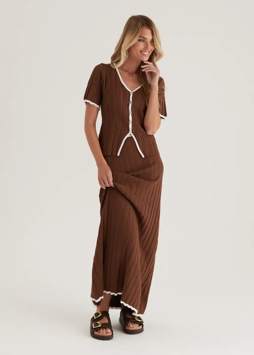 Yulia Knit Maxi Skirt - Chocolate