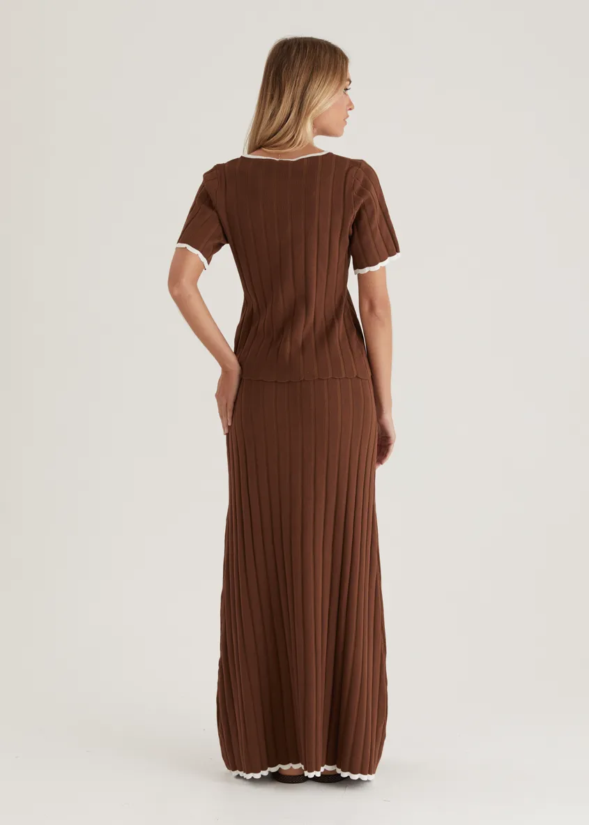 Yulia Knit Maxi Skirt - Chocolate