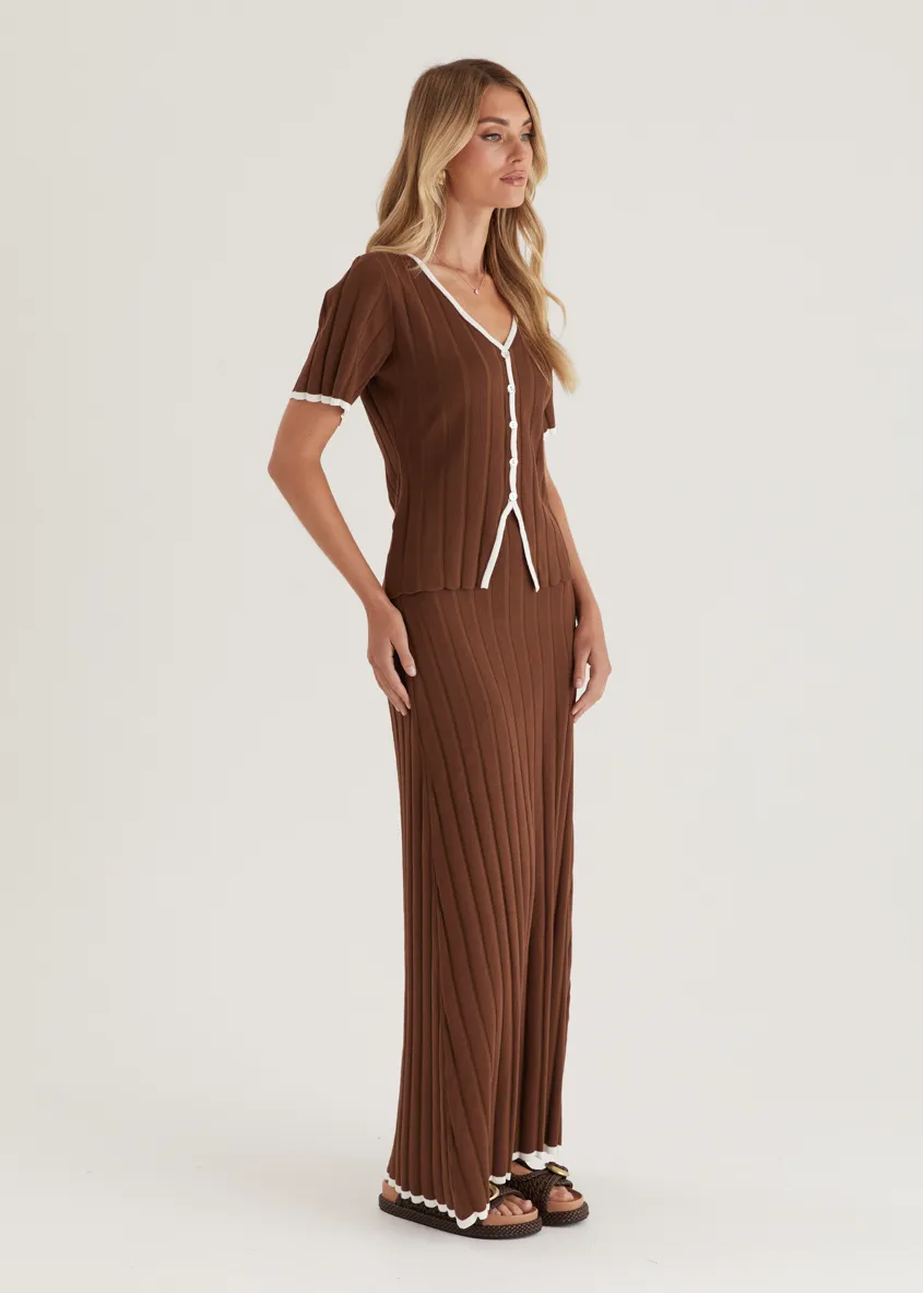 Yulia Knit Maxi Skirt - Chocolate